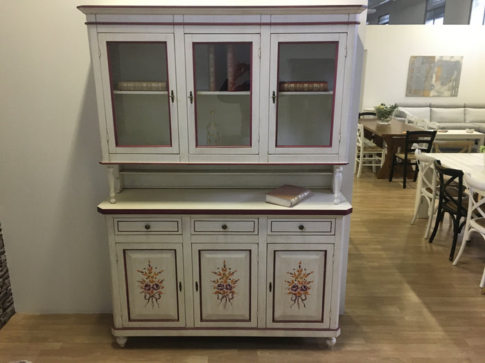 Cristalliera napoletana arte povera bianco invecchiato con decori  l.150 p.43 h.208 - Mobili 2G