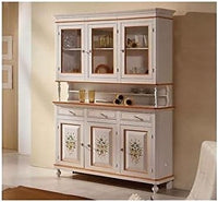 Cristalliera napoletana in legno 3 ante bianco/decori 150x43x208 - Mobili 2G