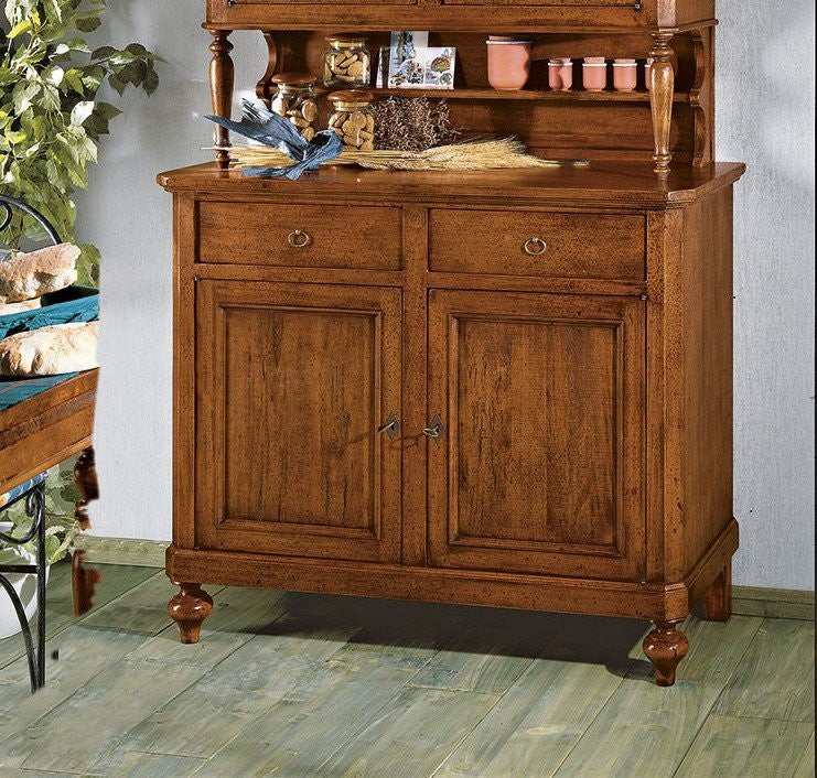 Cristalliera napoletana in legno massello 4 porte 2 cassetti tinta noce l.116 p.49 h.206 - Mobili 2G