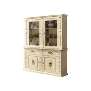 Cristalliera shabby avorio pennellato decori 168x48x222