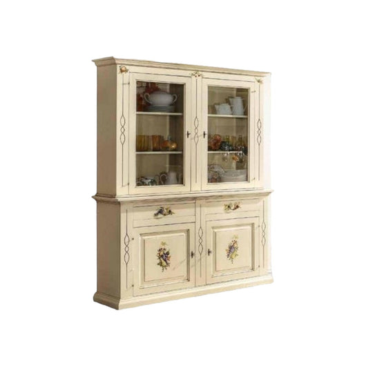 Cristalliera shabby avorio pennellato decori 168x48x222