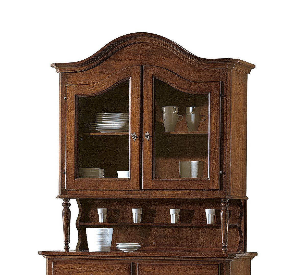 Cristalliera spiga 2 porte arte povera legno tinta noce 114x49x205 (2139+2140) - Mobili 2G