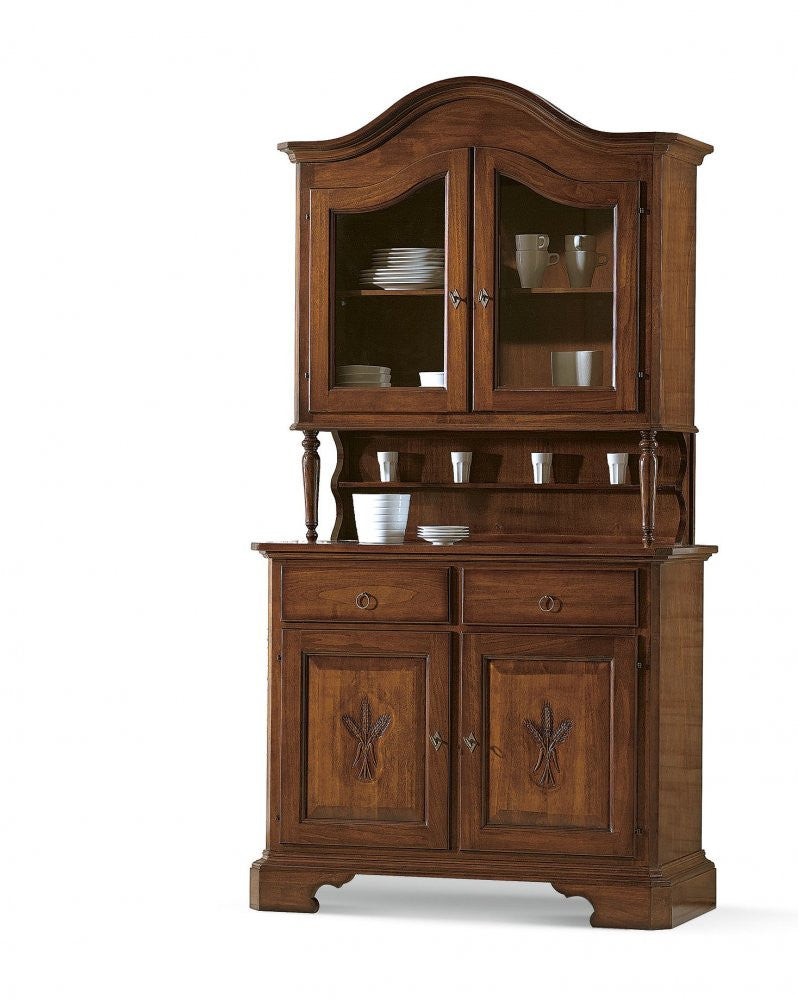 Cristalliera spiga 2 porte arte povera legno tinta noce 114x49x205 (2139+2140) - Mobili 2G