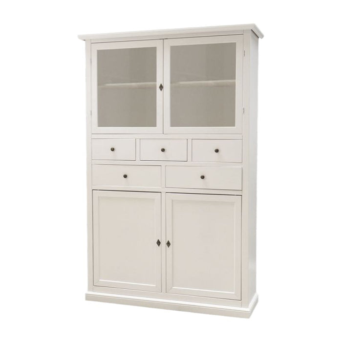 Dispensa 4 porte 5 cassetti legno bianco shabby 120x41x187 - Mobili 2G