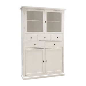Dispensa 4 porte 5 cassetti legno bianco shabby 120x41x187 - Mobili 2G