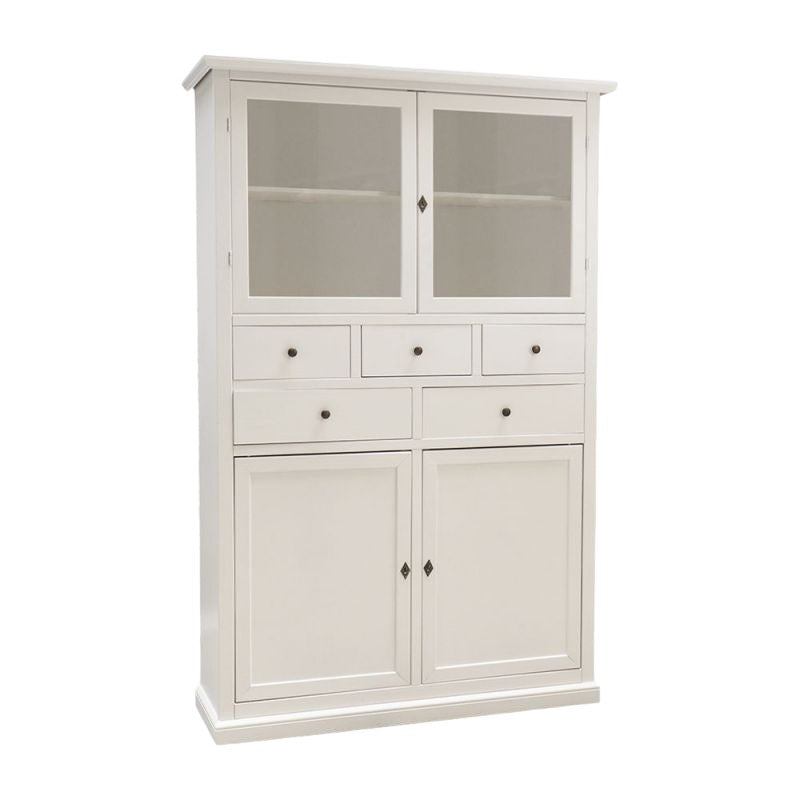Dispensa 4 porte 5 cassetti legno bianco shabby 120x41x187 - Mobili 2G