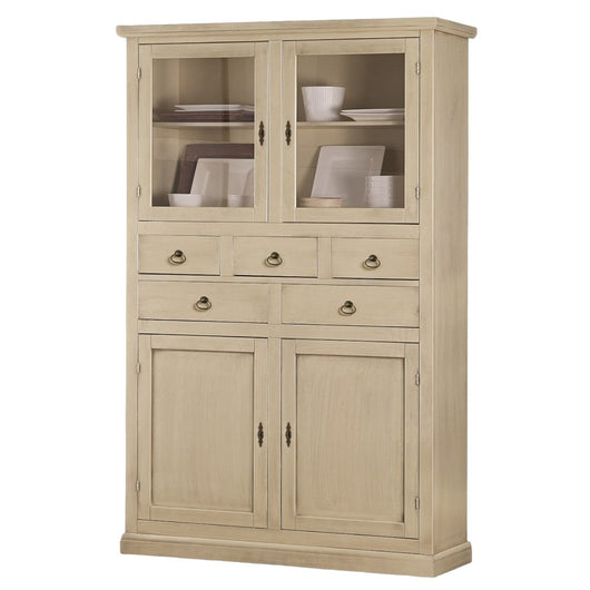 Dispensa classica 4 porte e 5 cassetti legno avorio patinato 120x41x187