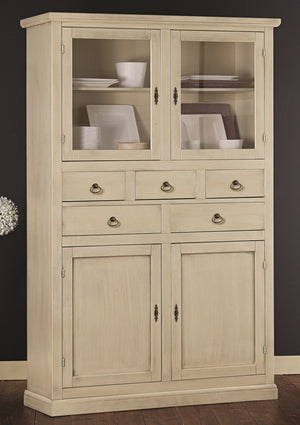 Dispensa classica 4 porte e 5 cassetti legno avorio patinato 120x41x187