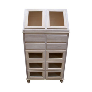 Dispensa cucina 10 cassetti e 2 ante legno grezza 80x42x153 - Mobili 2G