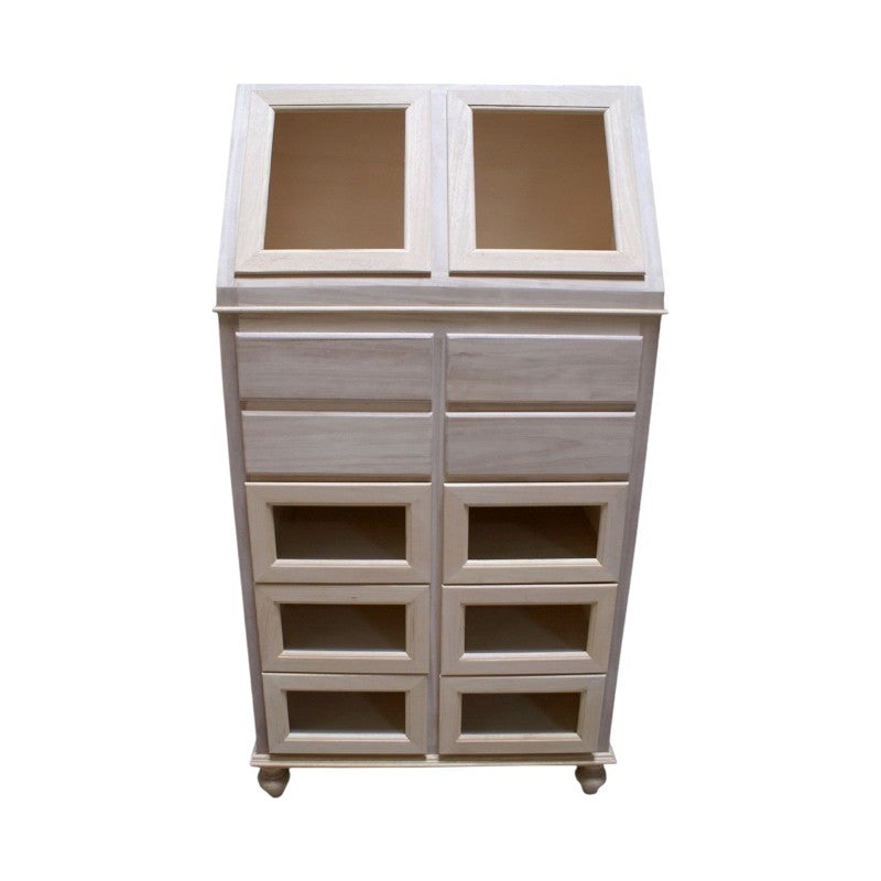 Dispensa cucina 10 cassetti e 2 ante legno grezza 80x42x153 - Mobili 2G