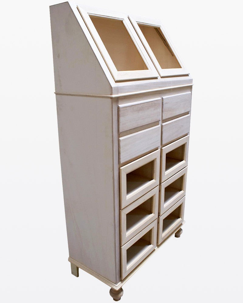 Dispensa cucina 10 cassetti e 2 ante legno grezza 80x42x153 - Mobili 2G