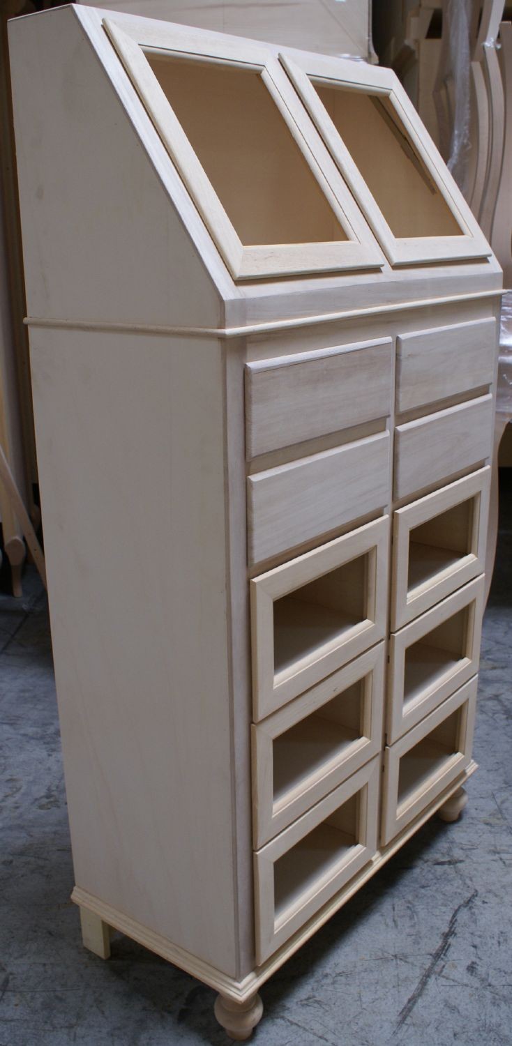 Dispensa cucina 10 cassetti e 2 ante legno grezza 80x42x153 - Mobili 2G