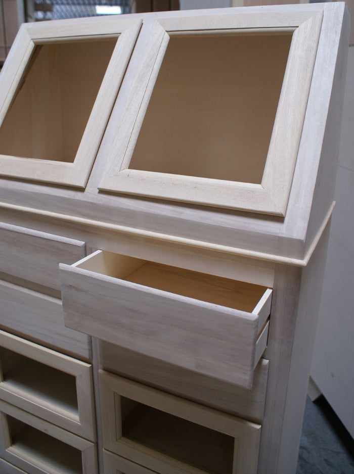 Dispensa cucina 10 cassetti e 2 ante legno grezza 80x42x153 - Mobili 2G