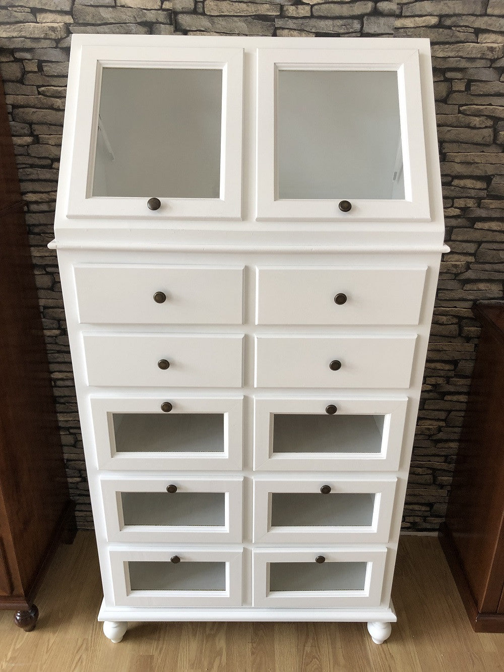 Dispensa pastaia arte povera legno bianco 80x42x153h (1243) - Mobili 2G