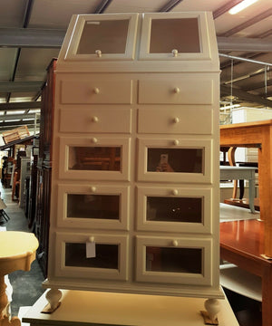 Dispensa pastaia arte povera legno bianco 80x42x153h (1243) - Mobili 2G