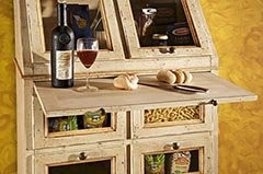 Dispensa shabby 2 ribalte, 2 porte e 4 cassetti legno decorata 82x44x153 (1447) - Mobili 2G