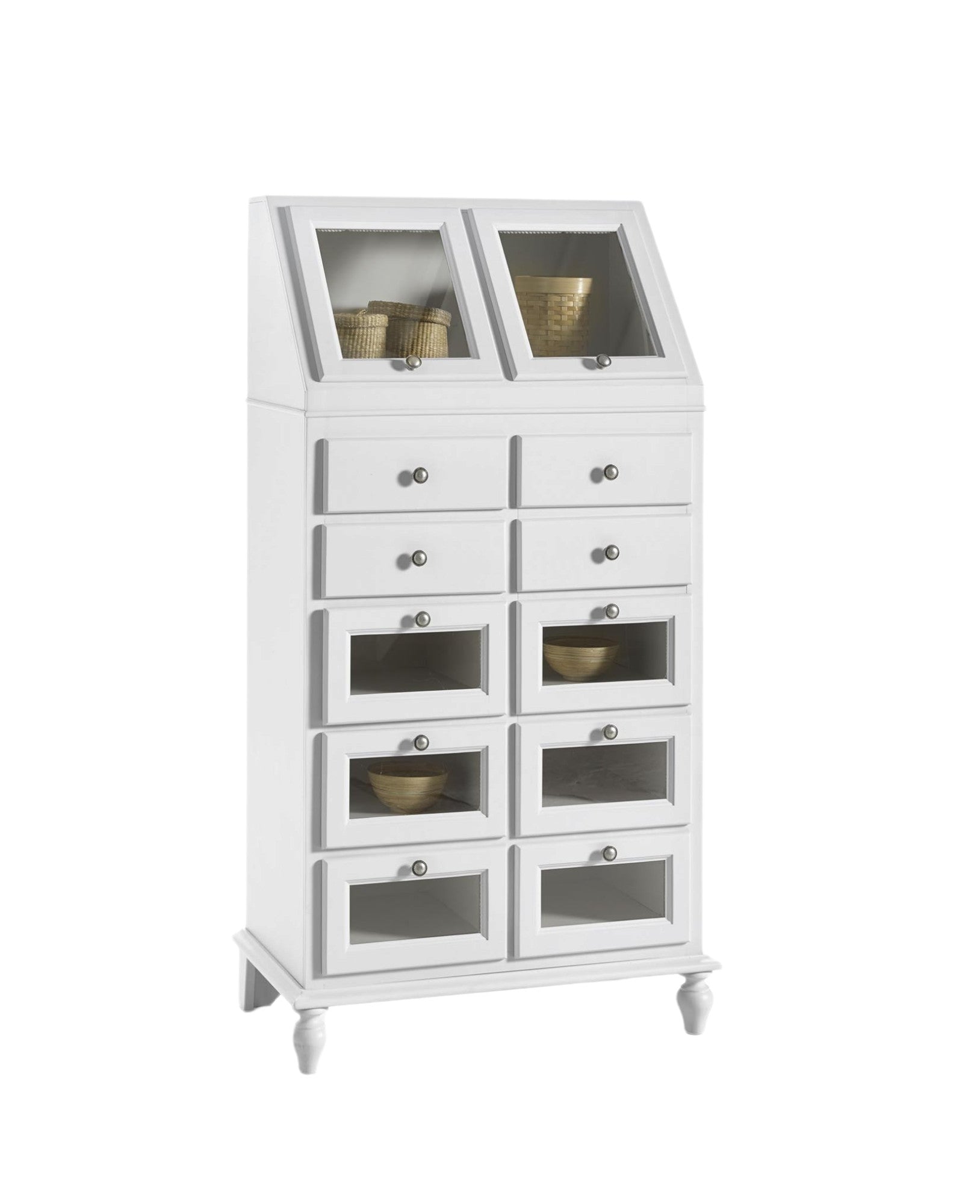 Dispensa vetrina in legno arte povera bianco sporco l.80 p.42 h.153 - Mobili 2G