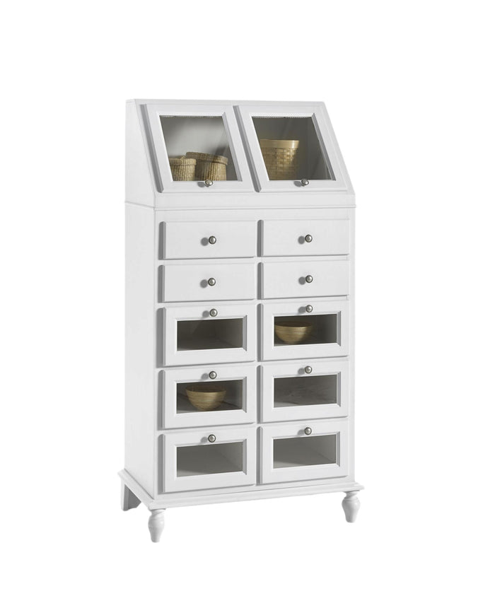 Dispensa vetrina in legno arte povera bianco sporco l.80 p.42 h.153 - Mobili 2G