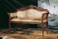 Divanetto imbottito in legno intagliato con fregi - Mobili 2G