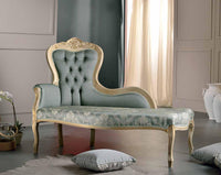 Divanetto imbottito in legno massello intagliato con fregi - Mobili 2G