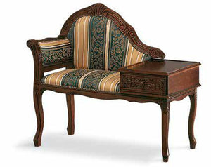 Divanetto porta telefono in legno con fregi