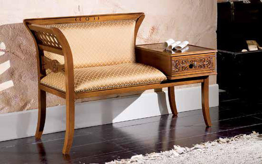 Divanetto porta telefono in legno con fregi - Mobili 2G