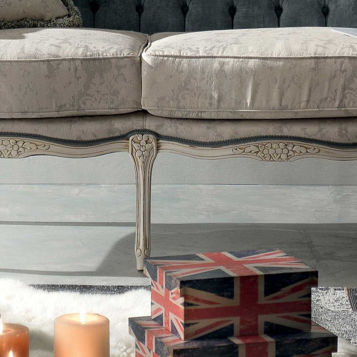Divano classico 3 posti barocco imbottito grigio 186x83x98