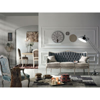 Divano classico 3 posti barocco imbottito grigio 186x83x98