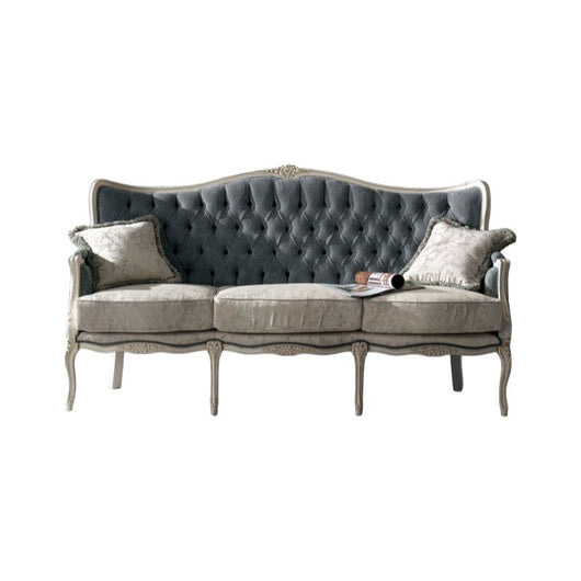 Divano classico 3 posti barocco imbottito grigio 186x83x98