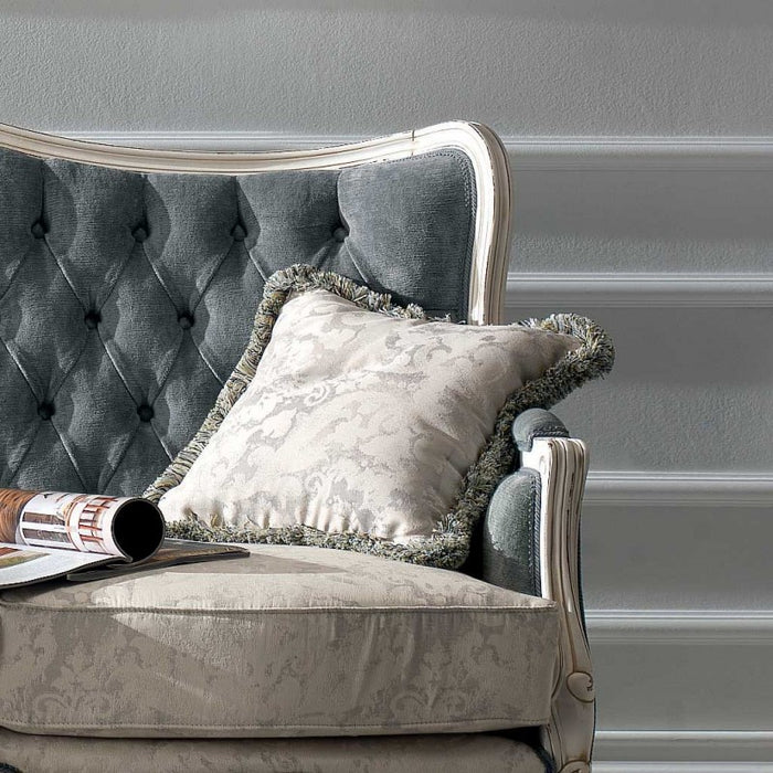 Divano classico 3 posti barocco imbottito grigio 186x83x98