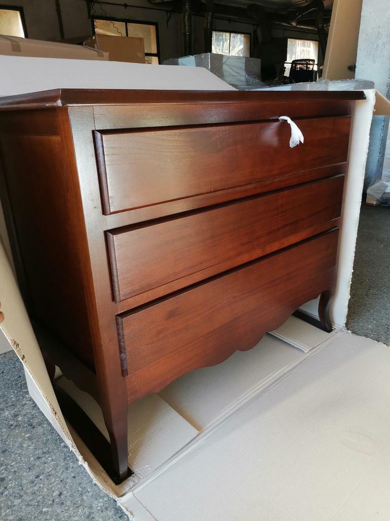 Gruppo 1 cassettiera 2 comodini arte povera tinta noce - Mobili 2G