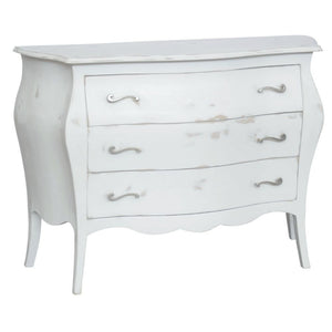 Gruppo 1 cassettiera 2 comodini bombati legno shabby bianco consumato - Mobili 2G