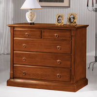 Gruppo 1 cassettiera 2 comodini legno arte povera capitello tinta noce (415+416) - Mobili 2G