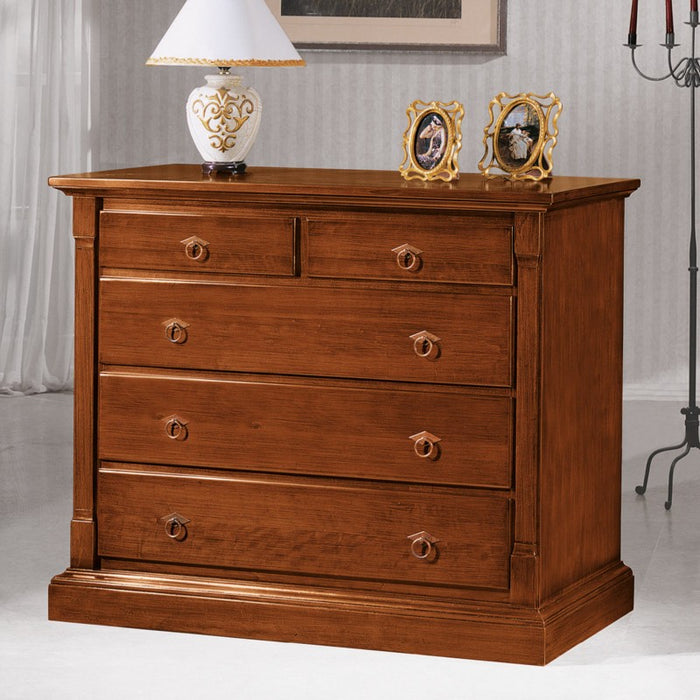 Gruppo 1 cassettiera 2 comodini legno arte povera capitello tinta noce (415+416) - Mobili 2G