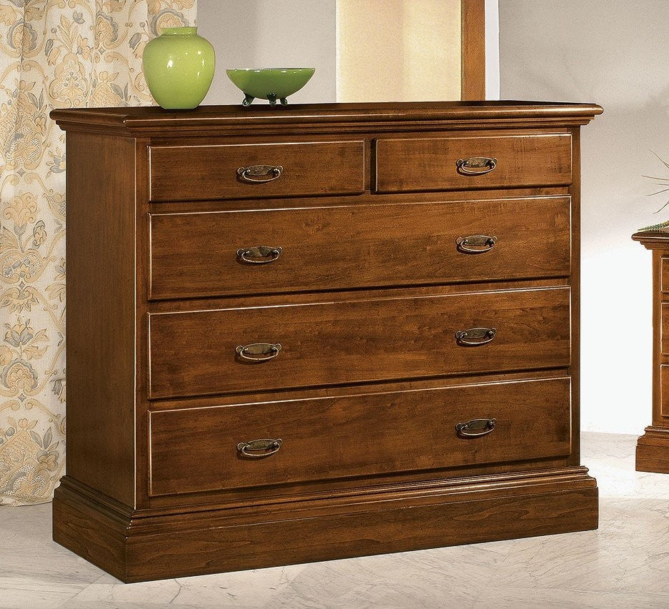 Gruppo 1 cassettiera 2 comodini legno arte povera tinta noce - Mobili 2G