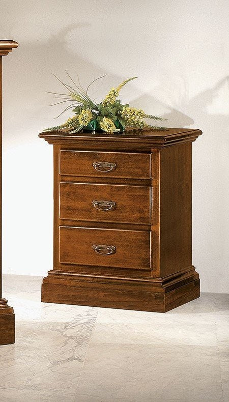 Gruppo 1 cassettiera 2 comodini legno arte povera tinta noce - Mobili 2G