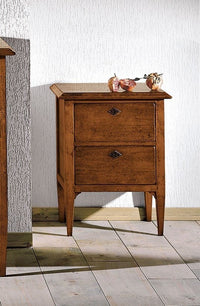 Gruppo 1 cassettiera 2 comodini legno arte povera tinta noce - Mobili 2G