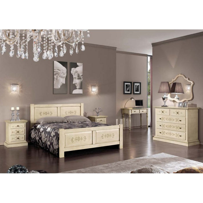 Gruppo 1 cassettiera 2 comodini legno classico avorio shabby - Mobili 2G