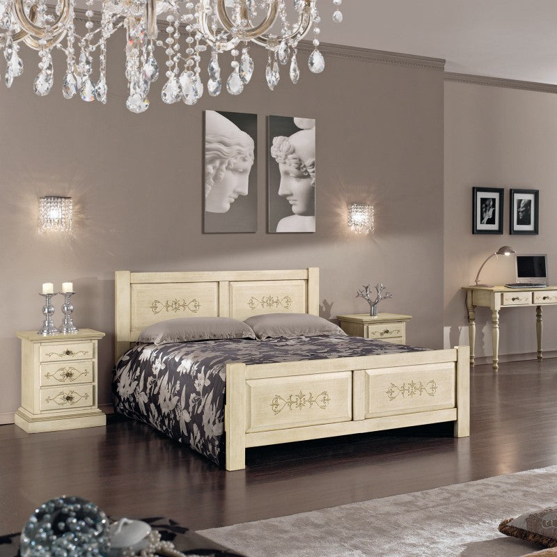 Gruppo 1 cassettiera 2 comodini legno classico avorio shabby - Mobili 2G