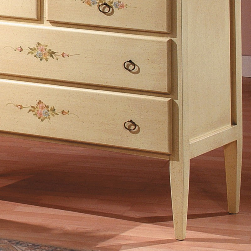 Gruppo 1 cassettiera 2 comodini legno shabby avorio verde (1309+1310) - Mobili 2G