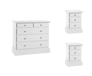 Gruppo 1 cassettiera 2 comodini shabby bianco opaco - Mobili 2G