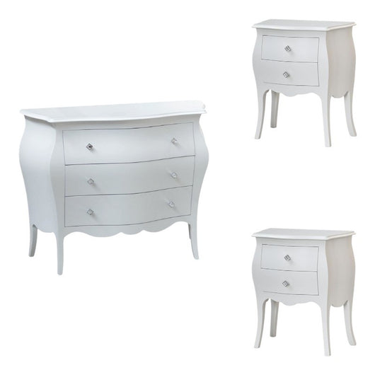 Gruppo 1 cassettiera 2 comodini shabby bianco swarovski - Mobili 2G