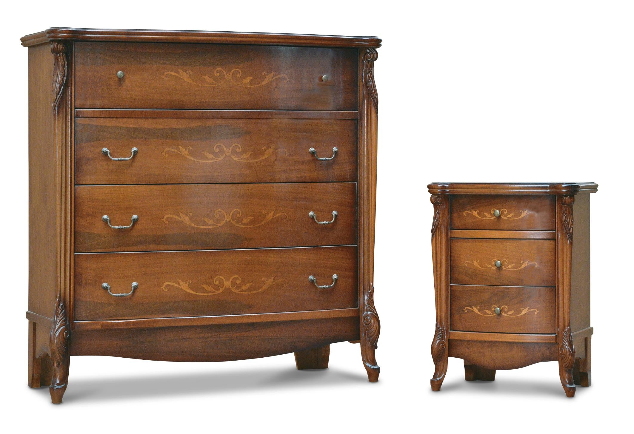 Gruppo como' 2 comodini arte povera in legno tinta noce - Mobili 2G