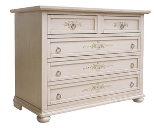 Gruppo como' 2 comodini arte povera legno avorio patinato con decori