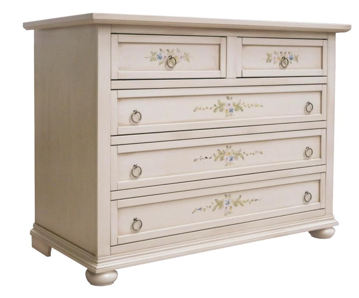 Gruppo como' 2 comodini arte povera legno avorio patinato con decori