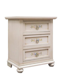 Gruppo como' 2 comodini arte povera legno avorio patinato con decori