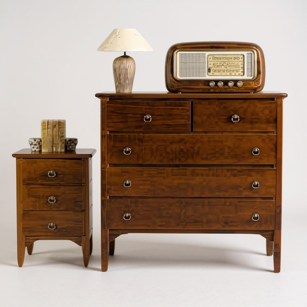 Gruppo como' 2 comodini arte povera tinta noce - Mobili 2G