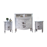 Gruppo como' 2 comodini classico in legno bianco decorato - Mobili 2G