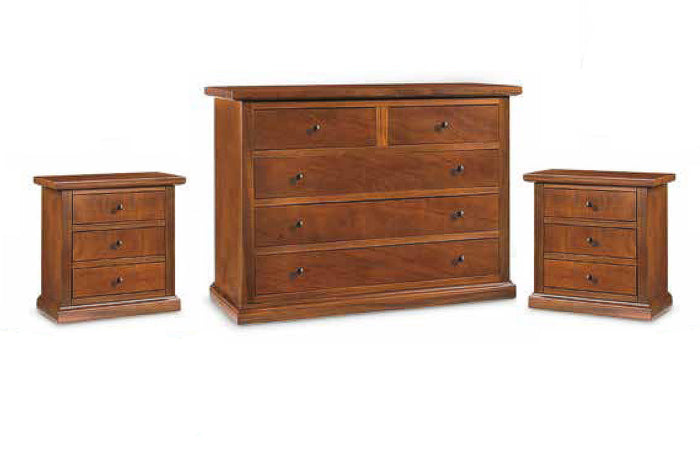 Gruppo como' e 2 comodini arte povera tinta noce - Mobili 2G