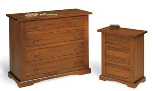 Gruppo como' e 2 comodini arte povera tinta noce